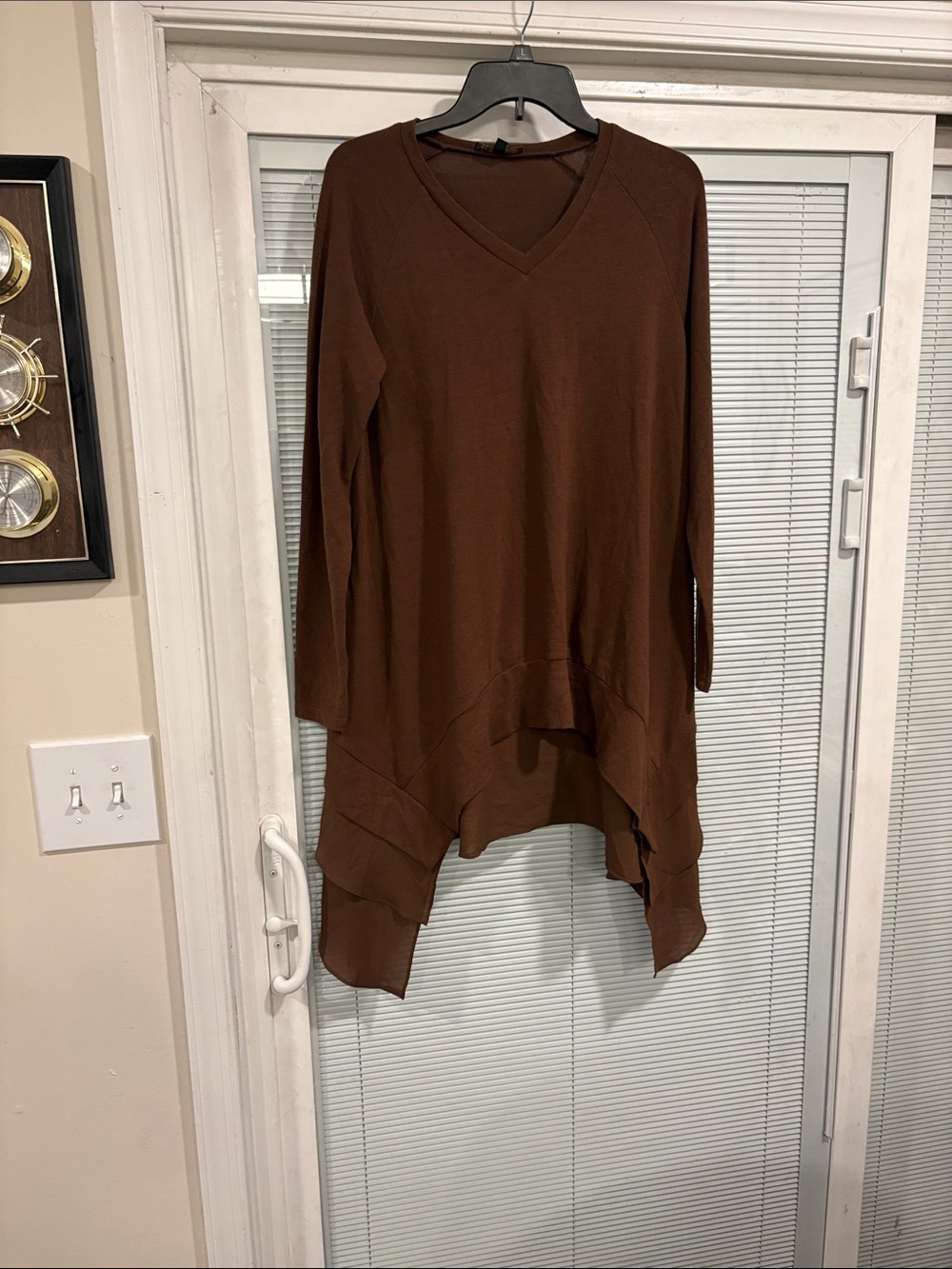 DG2 by Diane Gilman Brown V-Neck Layered Hem Tunic